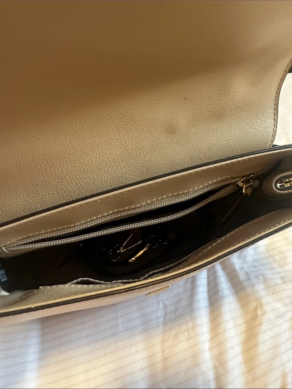 Michael Kors Beige Leather Top-Handle Satchel with Matching Zip Wallet